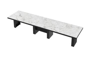 Stół rozkładany LARGO 160 - Venatino white (Marmur / Czarny)